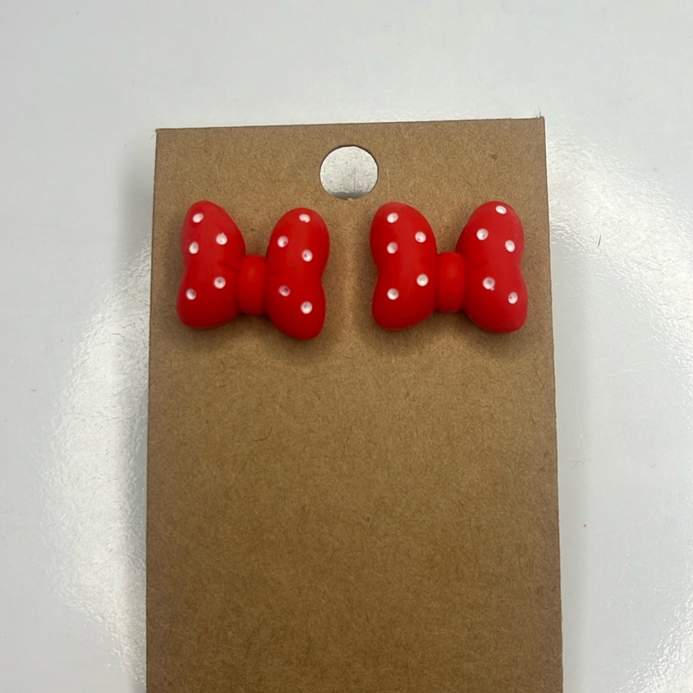 Polka Dot Bow Stud Earrings
